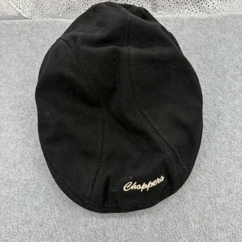 Choppers Black Ivy Flat Cap Newsboy Driving Hat Biker Motorcycle L/XL Cotton